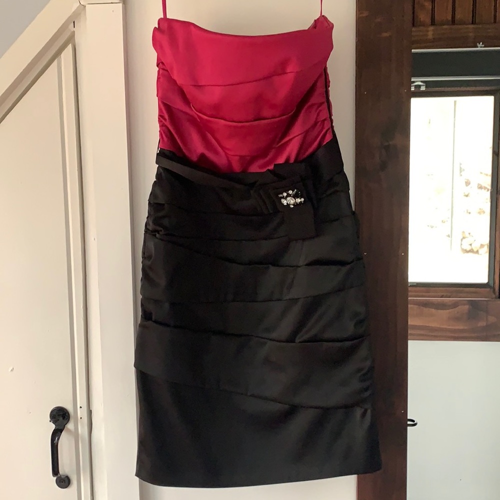 Pink/black Satin Dress